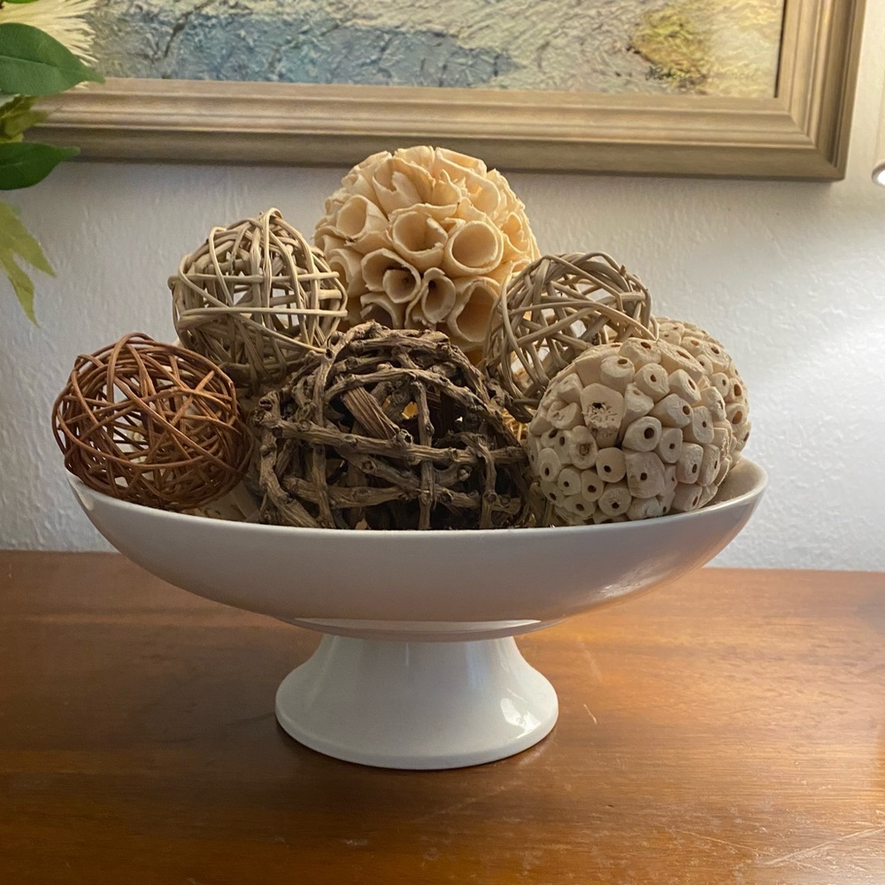 Footed Bowl with Decorative Orbs